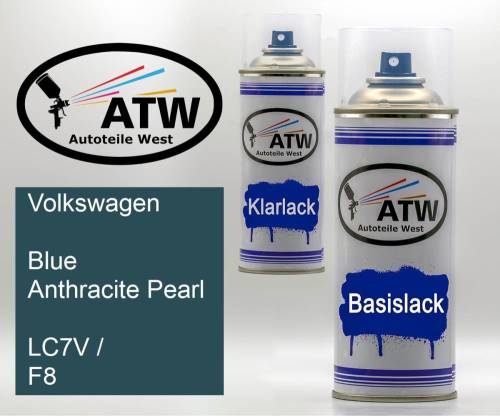 Volkswagen, Blue Anthracite Pearl, LC7V / F8: 400ml Sprühdose + 400ml Klarlack - Set, von ATW Autoteile West.